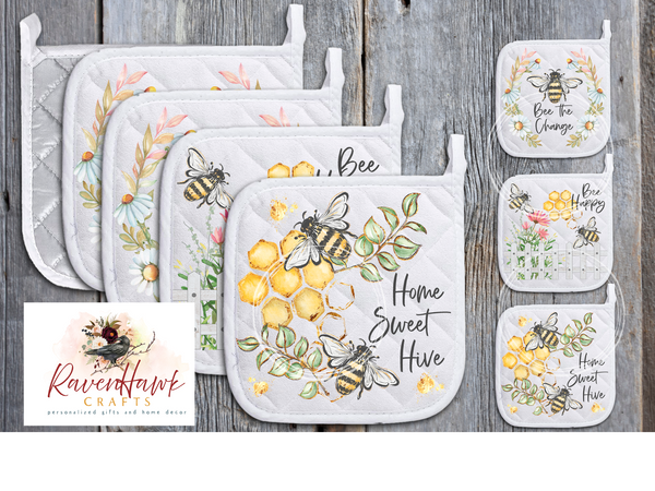Bees and Honey Pot Holder Set